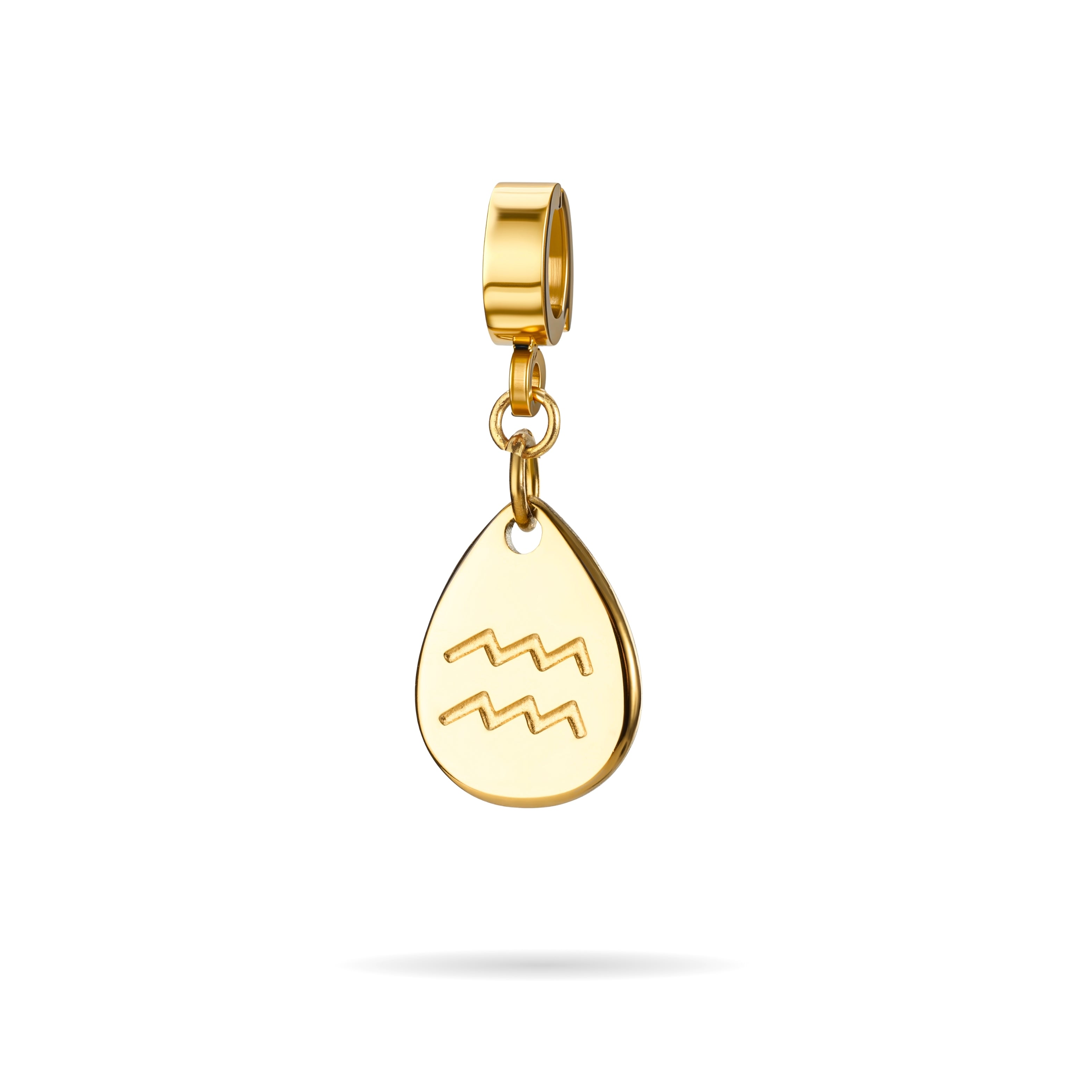 Orenza Aquarius Aura Charm - Gold Zodiac Teardrop Charm - The Aura Collection