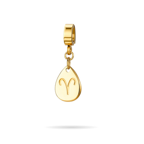 Orenza Aries Aura Charm - Gold Zodiac Teardrop Charm - The Aura Collection