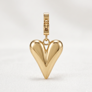 Orenza The Core Heart Charm - V-Shape Solid Gold Heart - Waterproof Jewelry