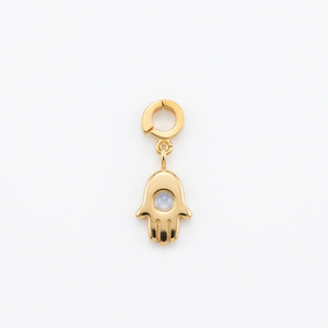 Orenza Hamsa Hand Pearl Charm - Gold Spiritual Charm - Waterproof Jewelry