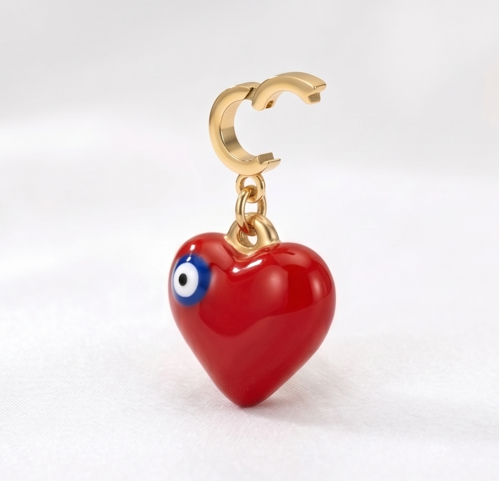 Red Heart Evil Eye Charm