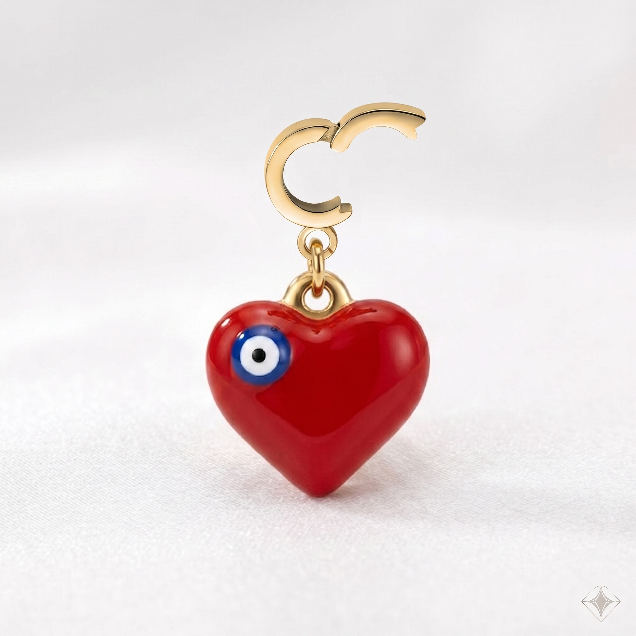 Red Heart Evil Eye Charm