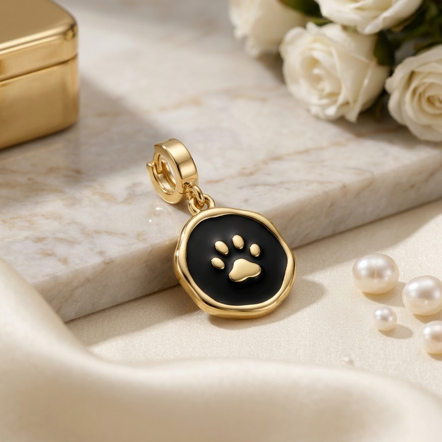 Paw Print Enamel Charm