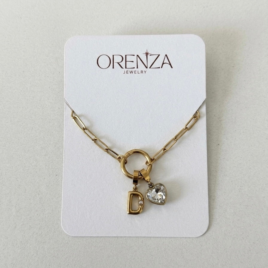 Initial + Crystal Heart Gift Set