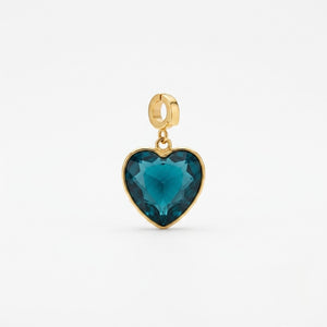 Blue Crystal Heart Charm