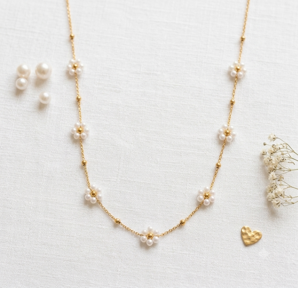 Pearl and Gold Bead Necklace