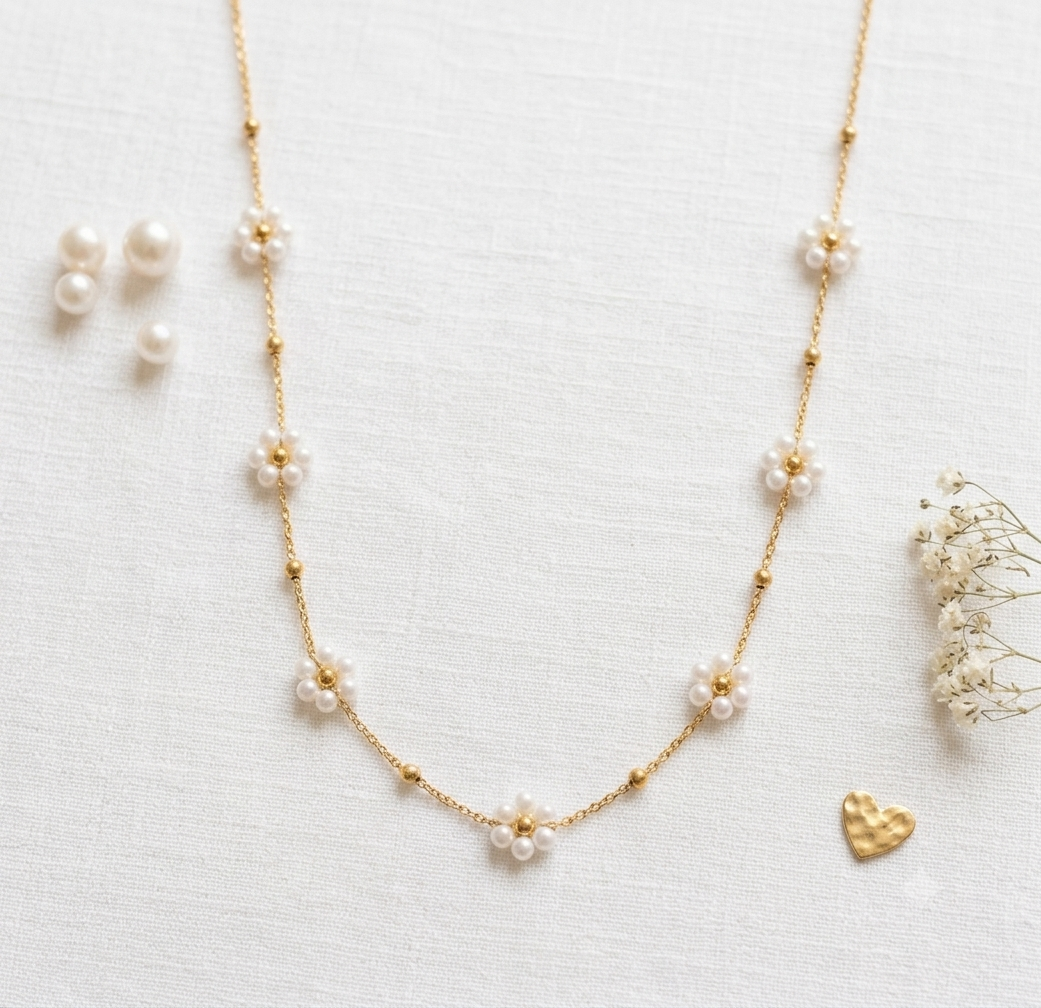 Pearl and Gold Bead Necklace