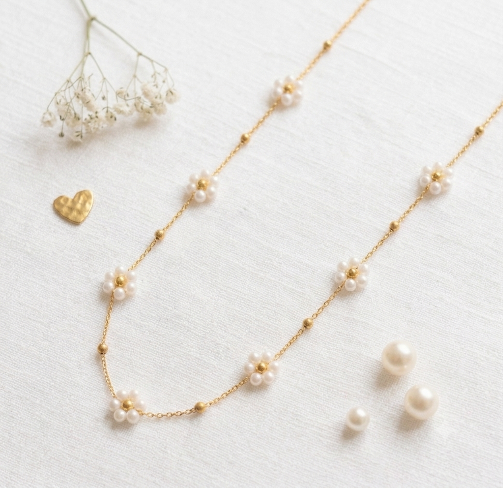 Pearl and Gold Bead Necklace