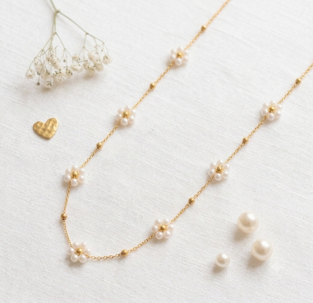 Pearl and Gold Bead Necklace