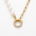 Orenza Pearl and Paperclip Chain – Pearl & Pavé Pendant Necklace