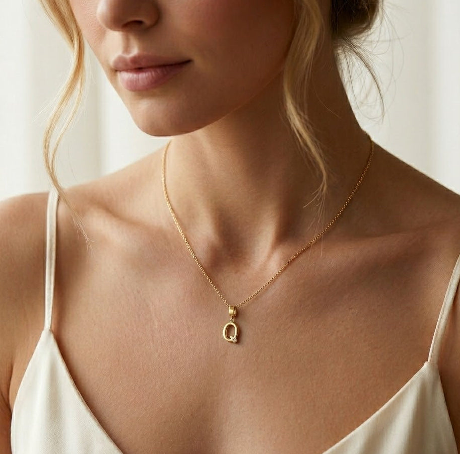 Orenza Letter Q Charm - Crystal Accent Initial Charm