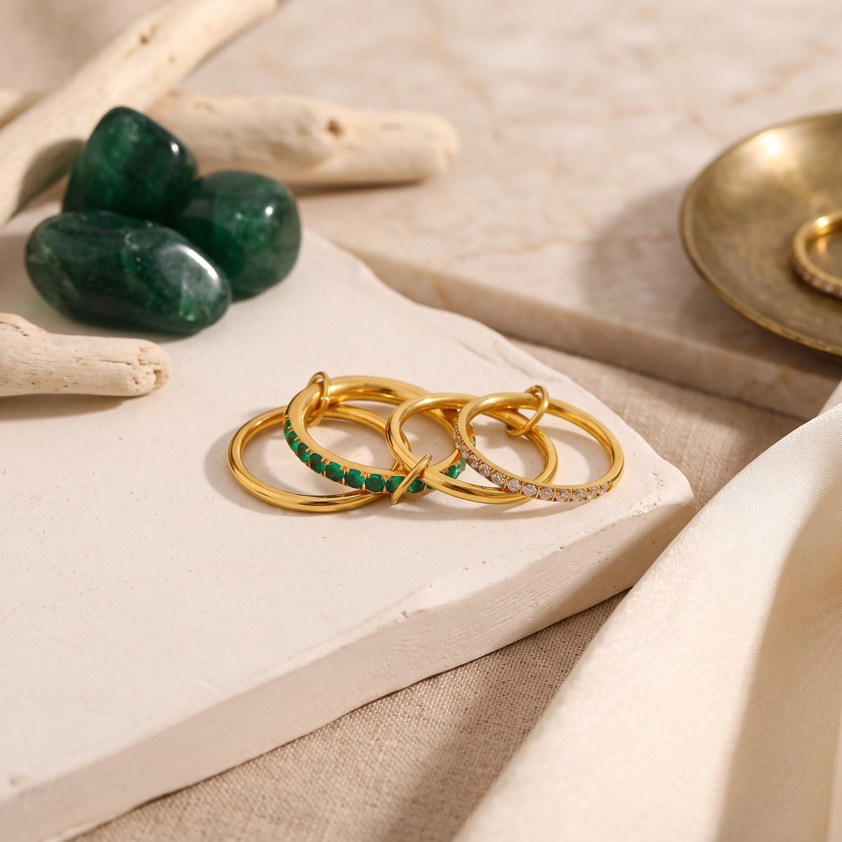 Green zircon Stack ring