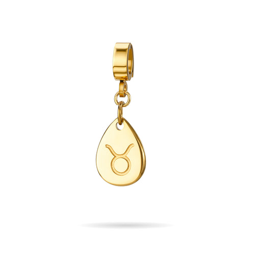 Orenza Taurus Aura Charm - Gold Zodiac Teardrop Charm - The Aura Collection
