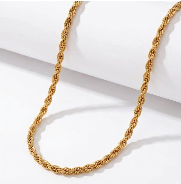 Orenza Twisted Gold Chain - 18K Gold Rope Chain Necklace - Waterproof Jewelry USA