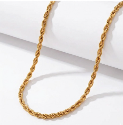 Orenza Twisted Gold Chain - 18K Gold Rope Chain Necklace - Waterproof Jewelry USA
