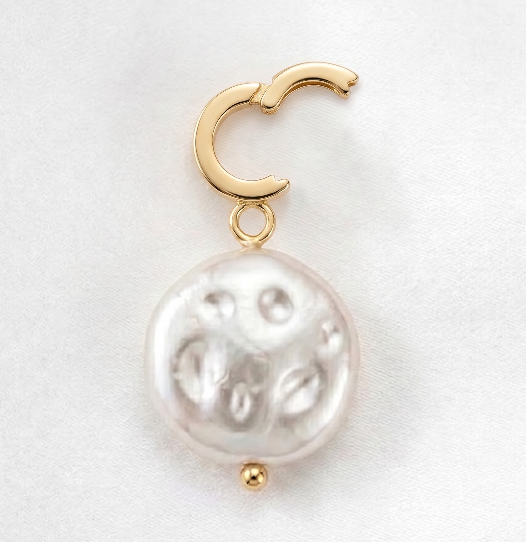 Orenza Pearl Coin Charm - Dainty Pearl Gold Charm - Waterproof Jewelry