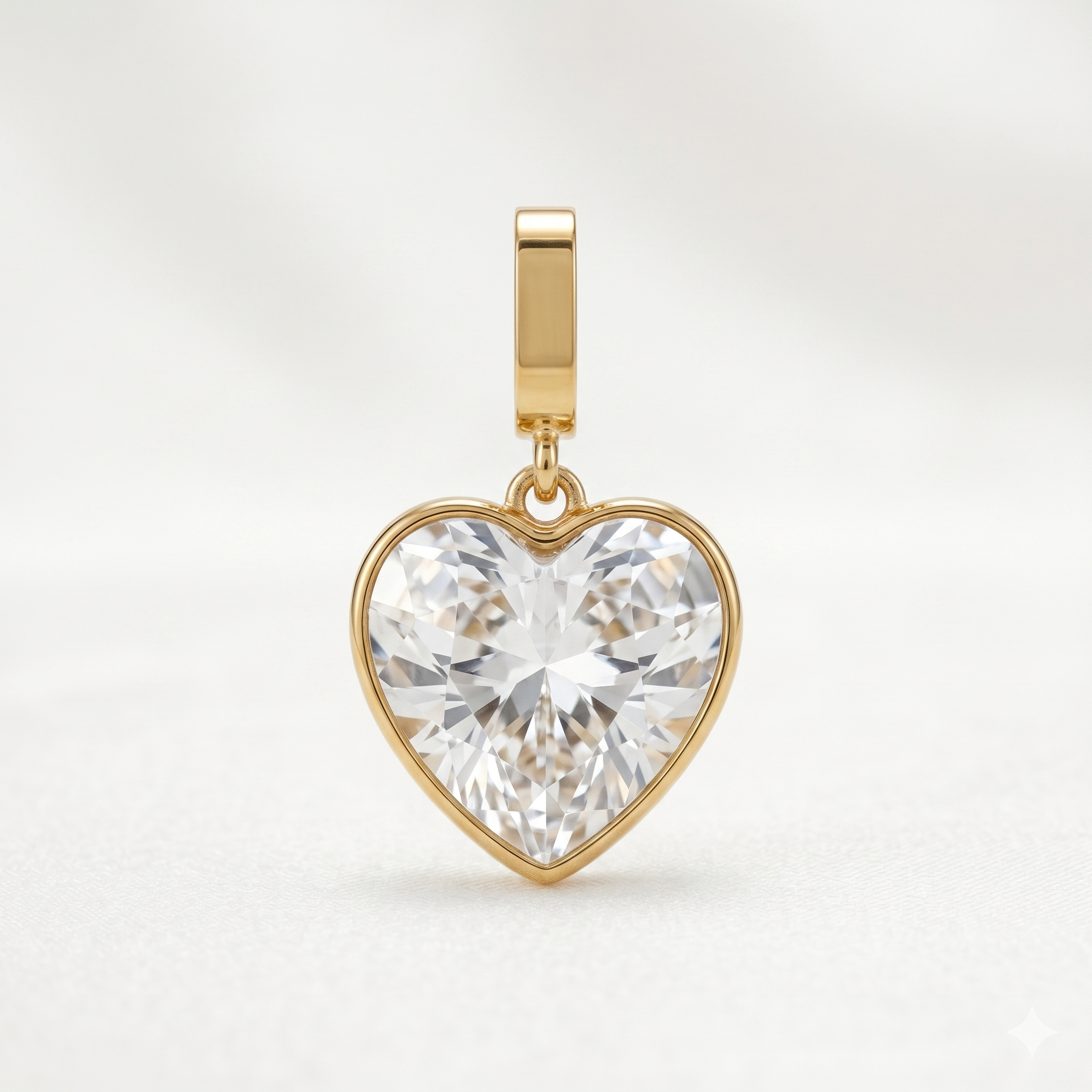 Orenza The Pure Heart Charm - Pave Crystal Heart Gold Charm - Waterproof Jewelry