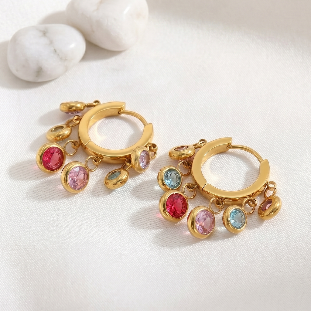 Orenza Candy Cluster Hoops - Close-Up Gemstone Detail