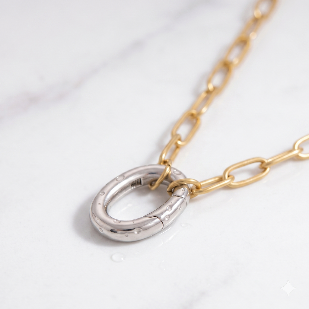 Orenza Mixed Metal Paperclip Chain - Styled Flat Lay