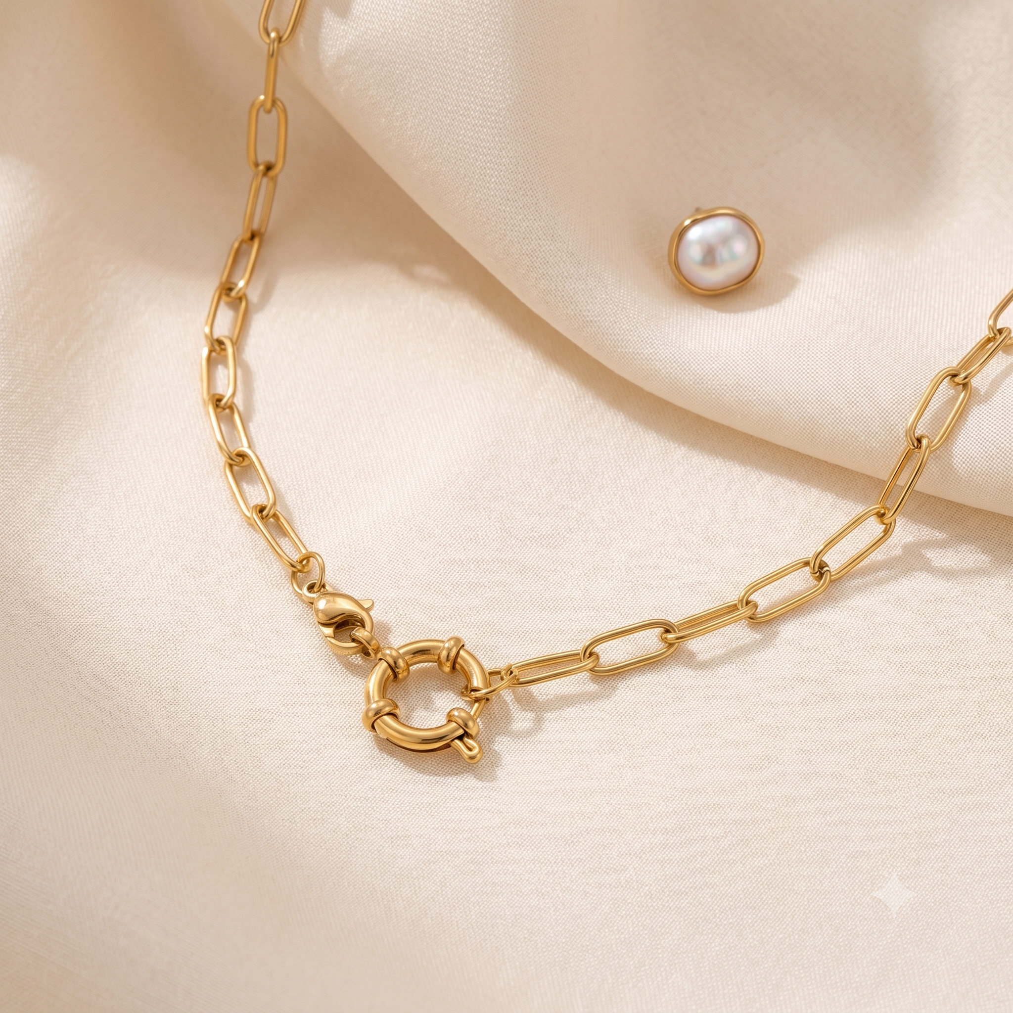 Orenza Gold Paperclip Chain Necklace - Charm Necklace Base - Waterproof Jewelry